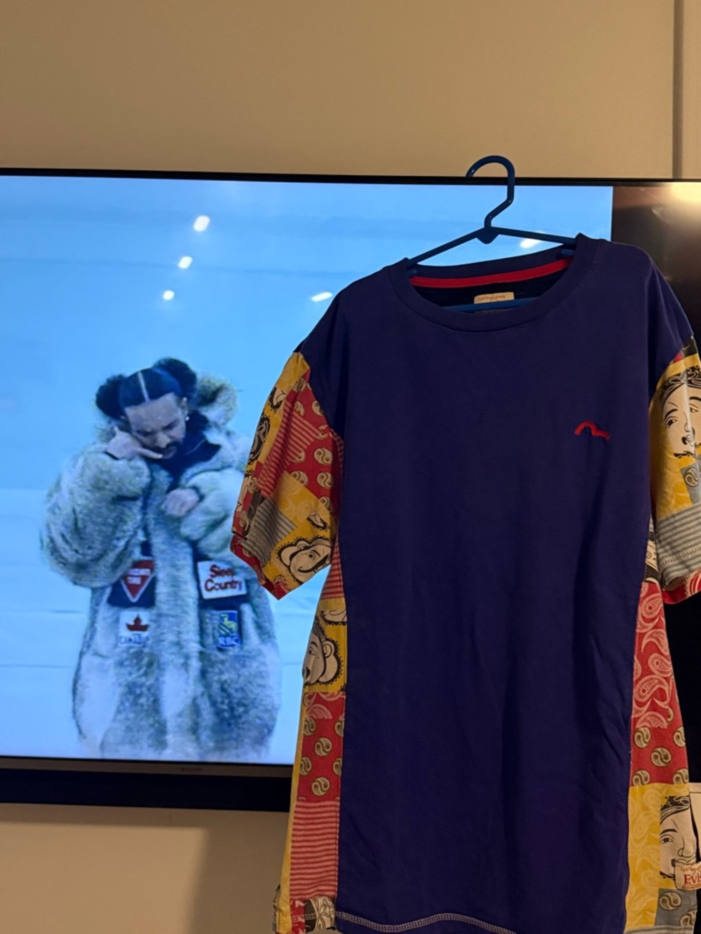 Evisu Purple Tee with Red Trim